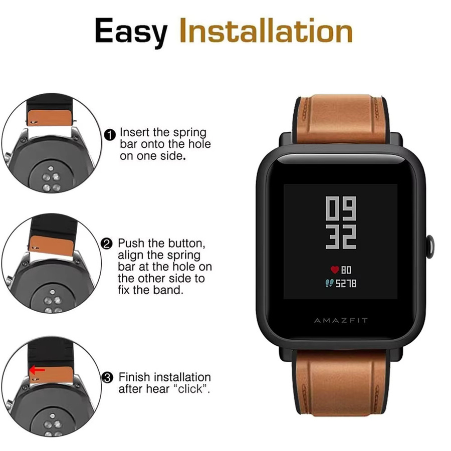 Huawei Uhrenarmband Leder-Silikon, brown, Unisex, 22mm - Bild 3