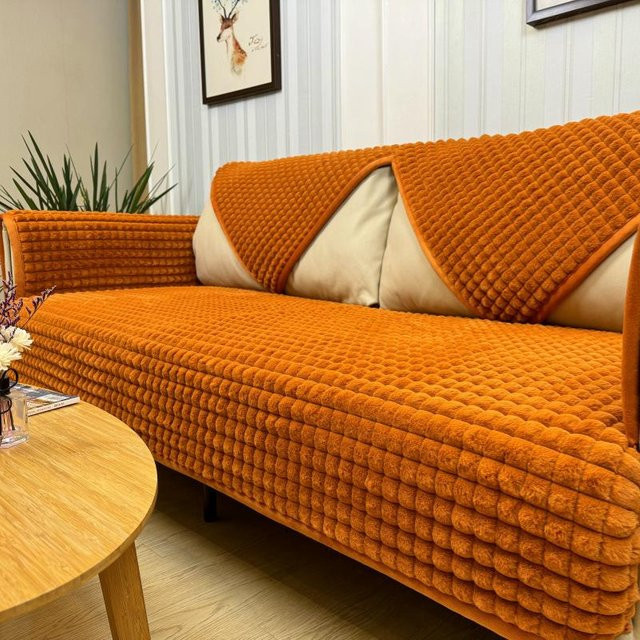 Rutschfestes und weiches Sofasitzkissen aus Fleece in Orange, B/B: 90 x 90 cm - Bild 1