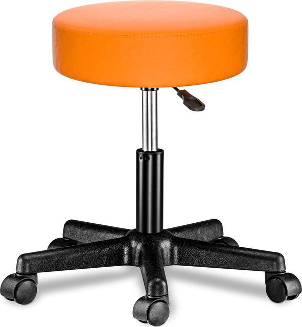 Casaria Rollhocker aus Kunstleder in Orange, 360 Grad drehbar mit Rollen für Büro und Arbeitsplatz - Bild 1