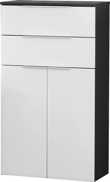 Fackelmann Bad-Hängeschrank Kara mit Glastüren und Schubladen, B/H/T: 61 x 106,5 x 32 cm, Anthrazit - Bild 1