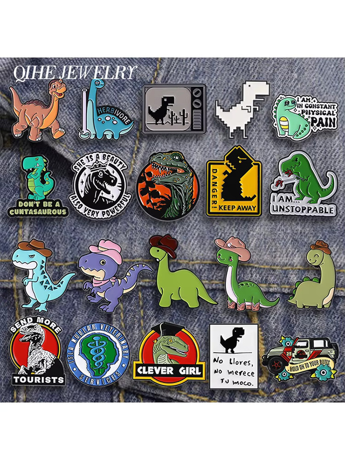 QIHE JEWELRY Brosche, Dinosaurier, Emaille, Bunt - Bild 3