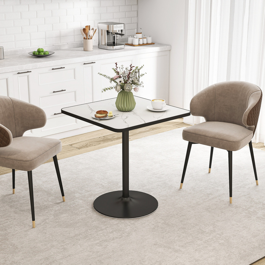 HOMCOM Esstisch in Weiß mit Marmor-Optik, quadratischer Küchentisch für 4 Personen mit Metallgestell, B/T/H: 70 x 70 x 70 cm - Bild 2