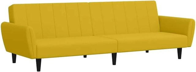 vidaXL Schlafsofa 2-Sitzer Click-Clack in Gelb aus Samt mit Massivholzrahmen - Bild 1