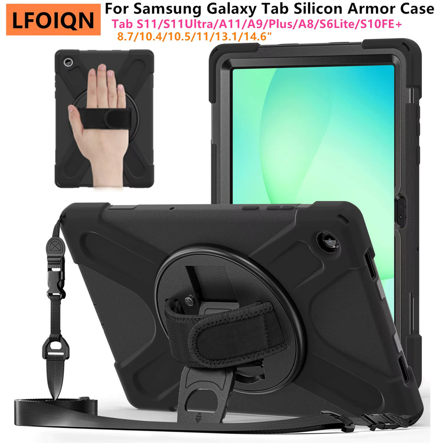 LFOIQN Kinderhülle für Samsung Galaxy Tab A9 Plus 11 Zoll SM-X210 Stoßfeste Schutzhülle mit Ständer in Schwarz - Bild 7