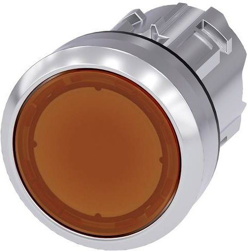 Siemens Leuchtdrucktaster 3SU1051-0AB00-0AA0 mit Metall-Frontring in Silber und Amber-Knopf - Bild 1
