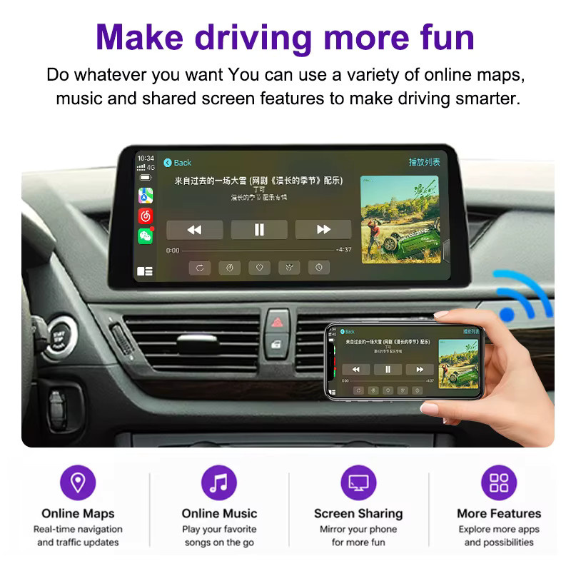AUTOTOP 12,8 Zoll Android Auto und Apple CarPlay Display für BMW X1 E84 CIC-System 2009-2015 in Schwarz - Bild 5