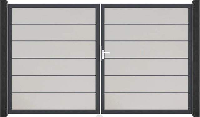 GroJa Tor Basicline Premium 2-flügelig Weiß Rahmen DB703 B: 306 cm, H: 180 cm, DIN Rechts - Bild 1