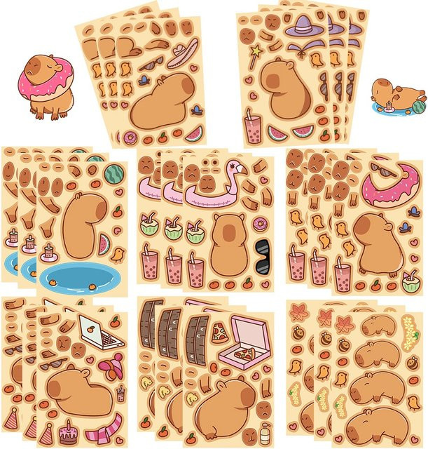 8er Set Cartoon Schweinswal Graffiti Aufkleber in Mehrfarbig von BulingBulingStickers Shop für Helm, Fahrrad und Schreibwaren - Bild 1