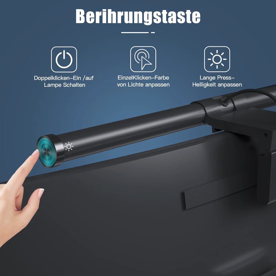 FullBerg LED-Büroleuchte in Schwarz mit USB-Anschluss, berührungsempfindliche Steuerung und einstellbarer Helligkeit sowie Farbtemperatur - Bild 2