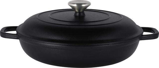 SILVERCREST Premium-Gusseisenservierpfanne aus emailliertem Gusseisen, Schwarz, Durchmesser: 30 cm - Bild 1