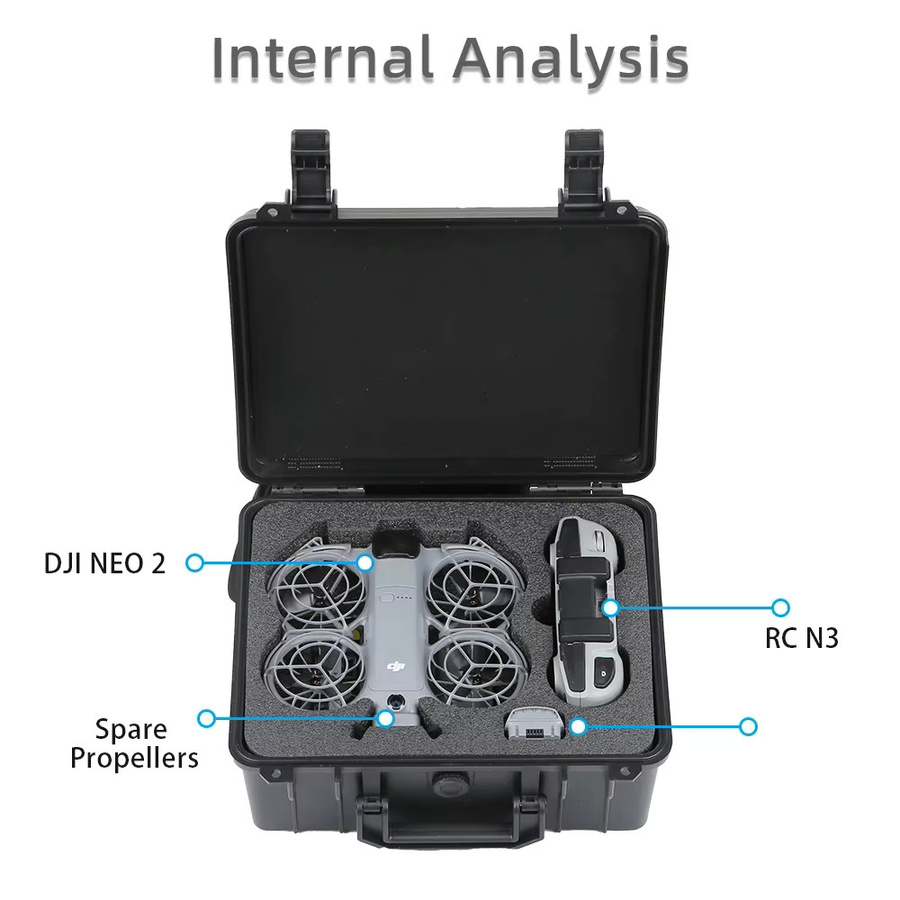 Tragbare Sicherheitsbox für DJI NEO 2 und DJI RC N3, explosionsgeschützte Hartschalen-Tragetasche in Schwarz - Bild 2