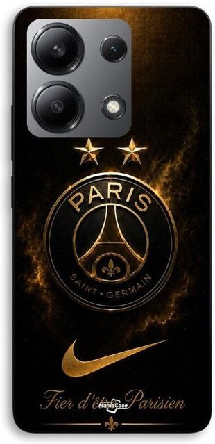 MANIACASE Silikon TPU Schutzhülle für Xiaomi Redmi Note 13 4G mit PSG Motiv in Schwarz und Gold - Bild 1