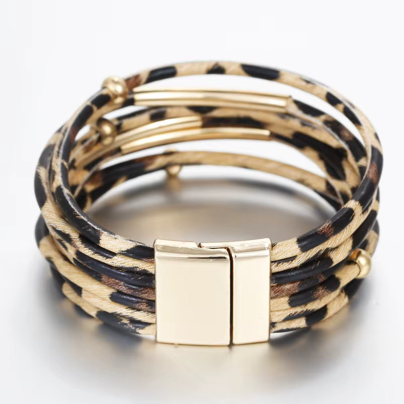 ALLYES Lederarmband, Leopard, Gold, Damen Herren - Bild 3