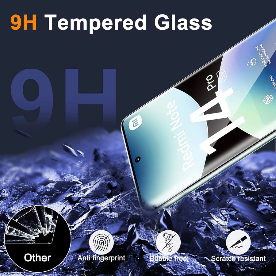 Xiaomi Redmi Note 14 Pro Displayschutzglas aus gebogenem Glas, transparent, 1-4 Stück - Bild 2