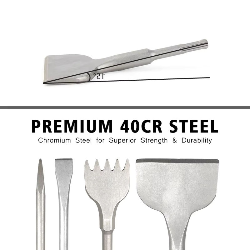 SHENSEN 5er Set SDS Plus Fliesenmeißel und Schlagbohrer für Beton und Mauerwerk in Silber - Bild 4