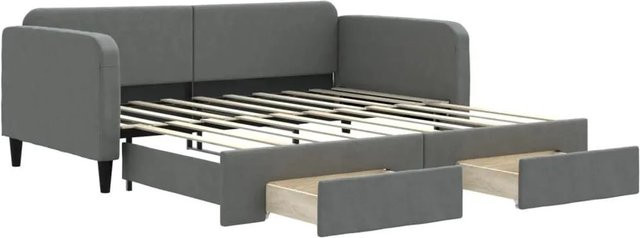 vidaXL Ausziehbares Tagesbett mit Schubladen in Dunkelgrau, Polsterbett mit Stoffbezug und Funktionsbett-Option - Bild 1
