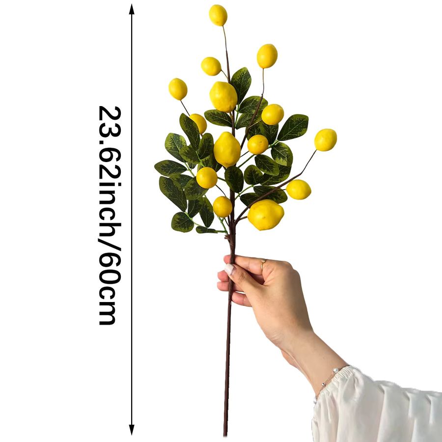 XIYA FLOWER Künstlicher Zitronenzweig mit Früchten in Gelb für mediterrane Dekorationen - Bild 3
