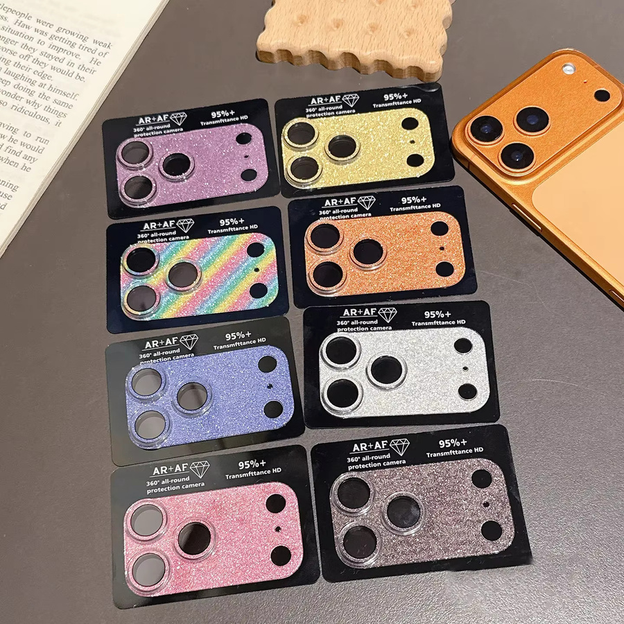 Kristall Laser Regenbogen Aurora Objektiv Schutzglas 9H für iPhone 17 16 15 Pro Max Plus in Multicolour/Silber - Bild 4