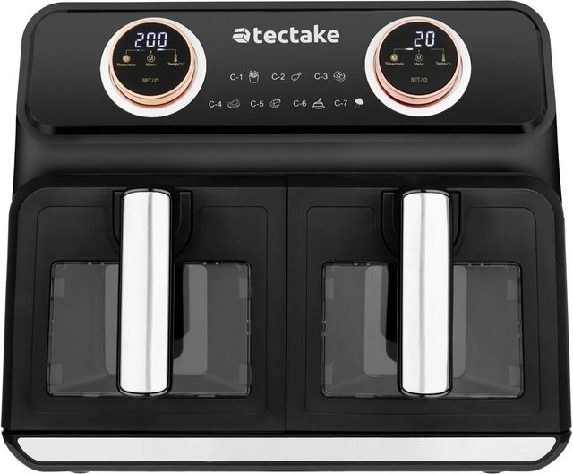 Tectake Heißluftfritteuse Samurai 2 mit Dual Zone, 2400 W, Schwarz, B/T/H: 37,5 x 39 x 31,5 cm - Bild 1