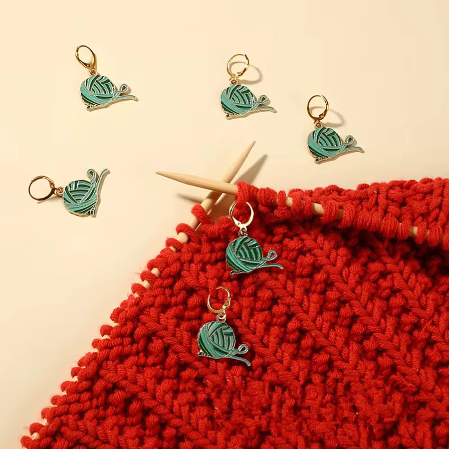 6er-Set Strickmarkierer aus Zinklegierung in Grün als tragbare Stichmarker für DIY-Strickprojekte - Bild 2