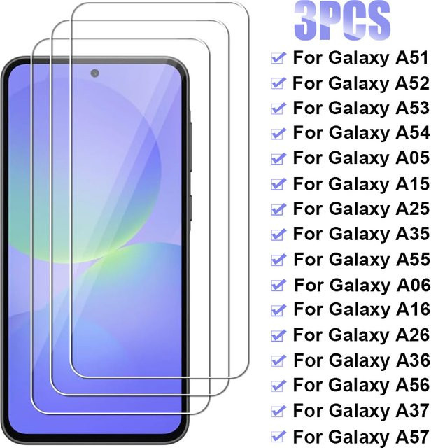 3er-Pack CXWTR Displayschutzfolie aus gehärtetem Glas für Samsung Galaxy A56 A36 A26 A16 A06 A55 A35 A51 A52 A53 A54 A05S A15 A25 A17 A37 A57 5G, transparent - Bild 1