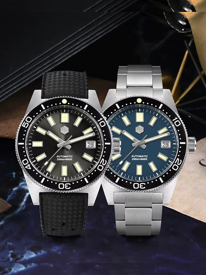 San Martin Armbanduhr, Automatik, Edelstahl, 39 mm, Herren, Kautschukarmband - Bild 2