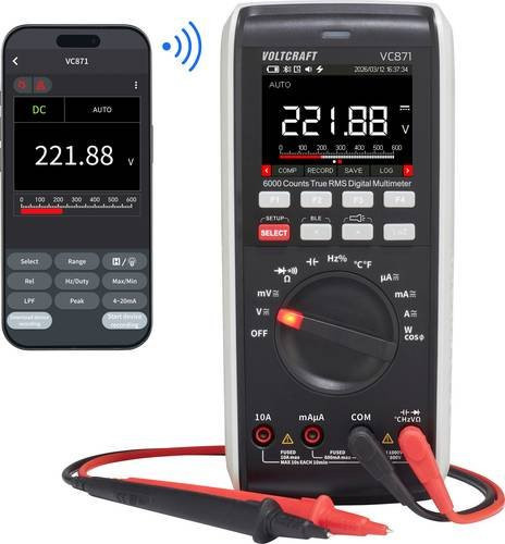 Voltcraft VC871 Digitales Hand-Multimeter als Datenlogger, LoZ CAT III 1000 V / CAT IV 600V, 60000 Counts, Schwarz - Bild 1