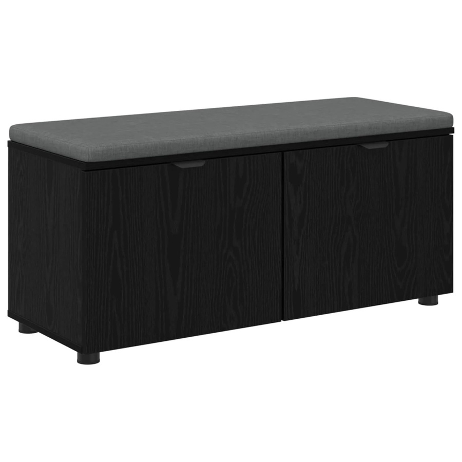 vidaXL Flurbank mit Kissen und Schuhregal in Schwarzer Eiche, B/T/H: 100 x 38 x 46 cm - Bild 2