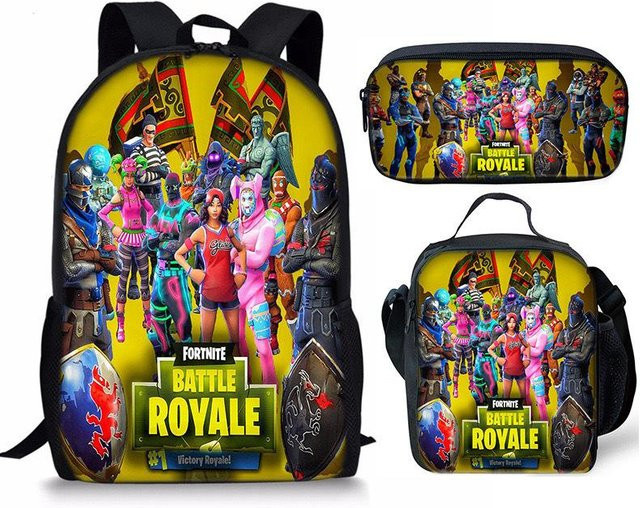 3-teiliges Fortnite Schulset mit Rucksack, Schultasche, Federmäppchen und Brotdose in Multicolour von Discover Intime - Bild 1