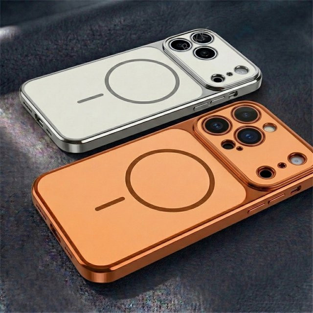 RPKKS MagSafe Magnetische Handyhülle für iPhone mit galvanisiertem Rahmen und matter Hart-PC-Rückseite in Gold - Bild 1