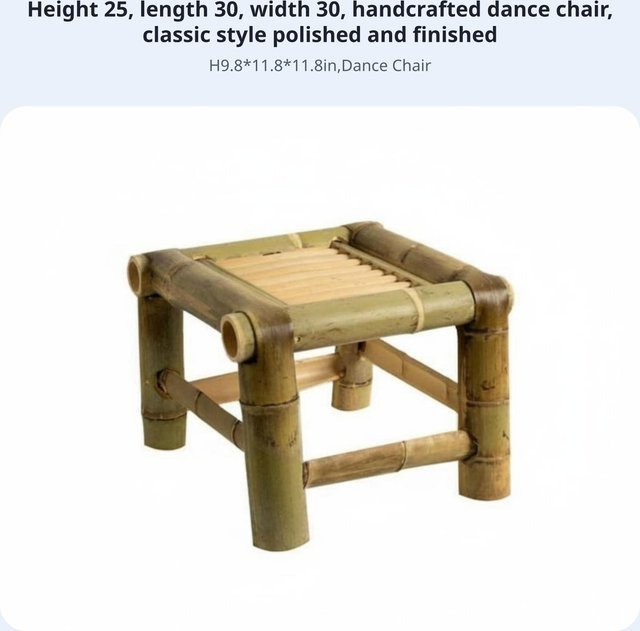 Handgefertigter quadratischer Bambus-Hocker im Retro-Design von Binchi Outdoor Product in Braun und Grün - Bild 1