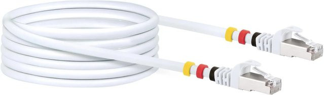 Schwaiger CAT7 S/FTP Ethernet LAN Netzwerkkabel mit 3 Farbclips, Weiß, 15,0 m - Bild 1