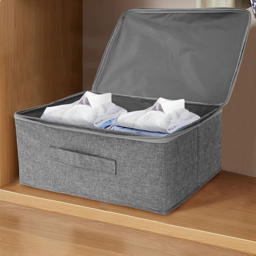 Willstar Aufbewahrungsbox für Kleidung und Steppdecken mit Chiffre-Schloss, grau, faltbar und staubdicht - Bild 2