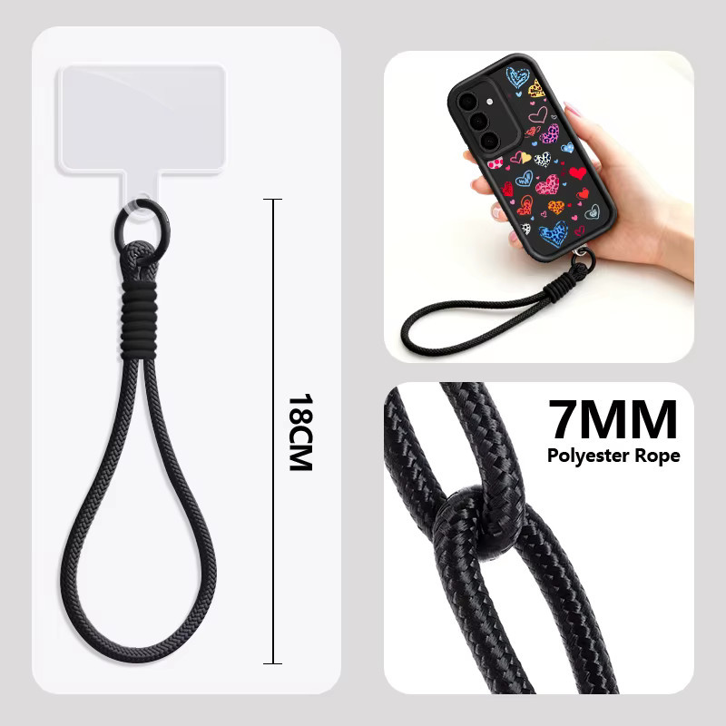 Handyhülle mit buntem Herz-Print und Lanyard für Samsung Galaxy S26 S24 S23 Ultra S26 FE A18 A57 A37 A27 A56 A16 A17 A26 A55 in Multicolour und Schwarz - Bild 3