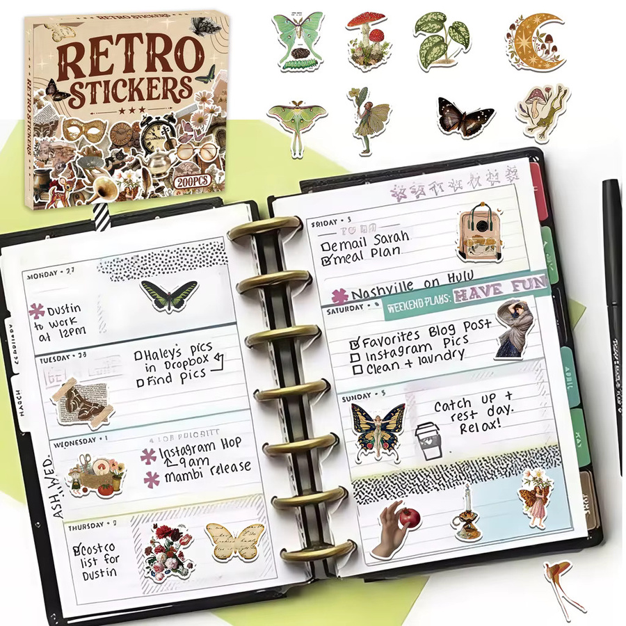 204 Stück Vintage-Aufkleber in Multicolour für deine Sammelalben, Notizbücher und DIY-Dekorprojekte von AufnahmeYourLife Store - Bild 5