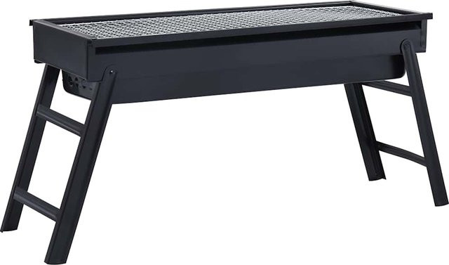 VIDAXL Tragbarer Campinggrill aus Edelstahl in Schwarz und Silber, Holzkohlegrill für Garten und Camping, B/T/H: 60 x 22,5 x 33 cm - Bild 1
