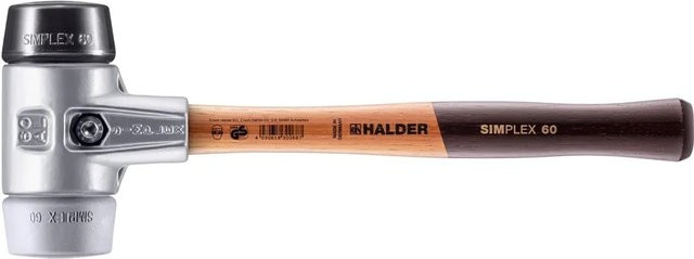 Halder Simplex Schonhammer mit Aluminiumgehäuse, Gummi Schwarz und TPE-mid Grau, Ø 60 mm - Bild 1