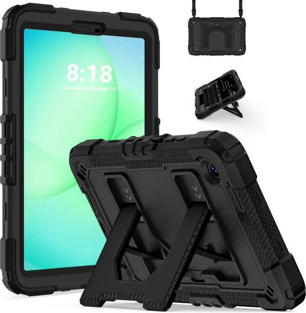 Robuste Armor Tablet Hülle für Samsung Galaxy Tab A11 LTE 8.7 Zoll, Stoßfestes Heavy Duty Hartschalen Cover mit Ständer in Schwarz - Bild 1