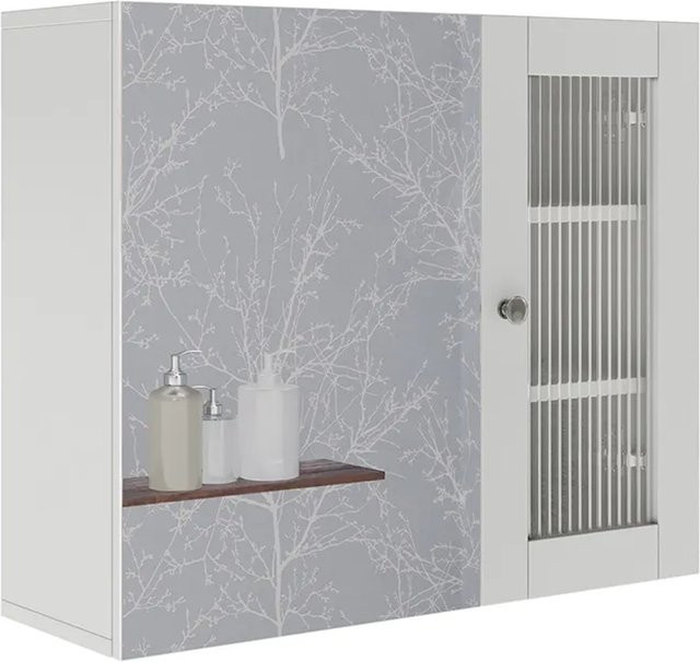 Vicco Badspiegelschrank Malte in Weiß mit Glastüren, B/H: 60 x 50 cm - Bild 1