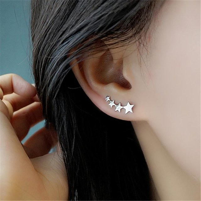 Star Trading Piercing Stud Ohrringe, Silber, Schwarz, Damen - Bild 1