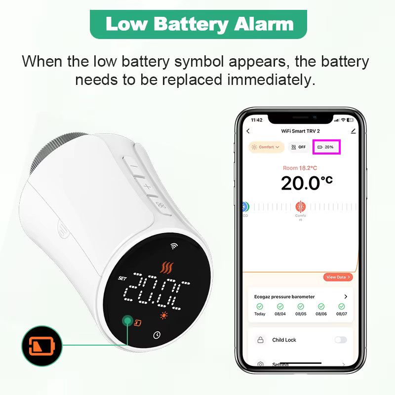 Tuya Zigbee 3.0 Smart Heizkörperthermostat mit App-Steuerung und Alexa Integration, Farbe: Weiß - Bild 2