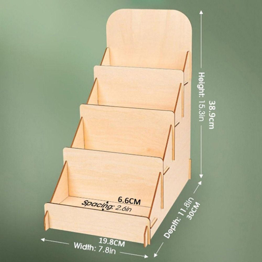 DIY Holz-Grußkarten-Aussteller 4-stöckiger Prospekthalter in Braun für Kunstprints und Displays - Bild 2