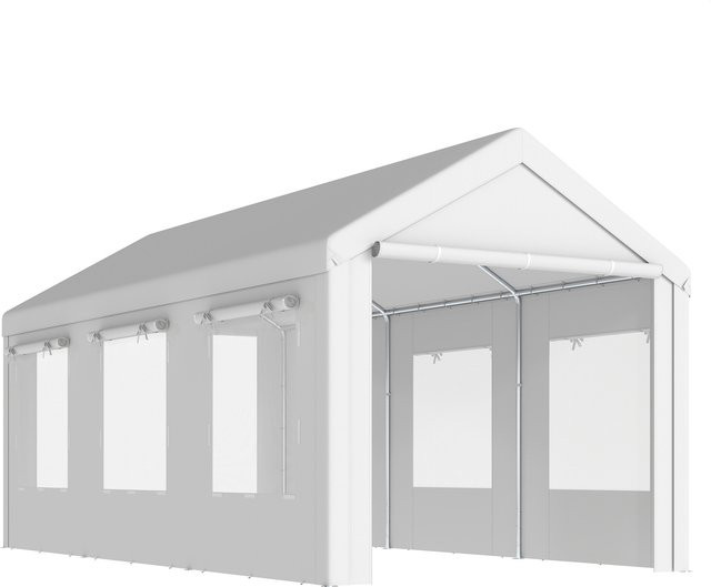 Outsunny Carport Unterstand mit verzinktem Stahlrahmen, 2 Rolltüren und 6 Netzfenstern, Weiß, B: 6 m, T: 3 m - Bild 1