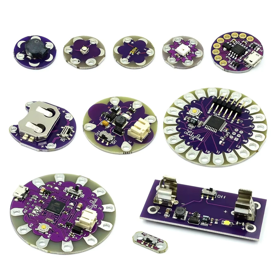 Arduino DIY Kit mit Atmega32u4 und Atmega328p Lilypad Hauptplatine in Lila mit Micro USB und WS2812 RGB Komponenten - Bild 4