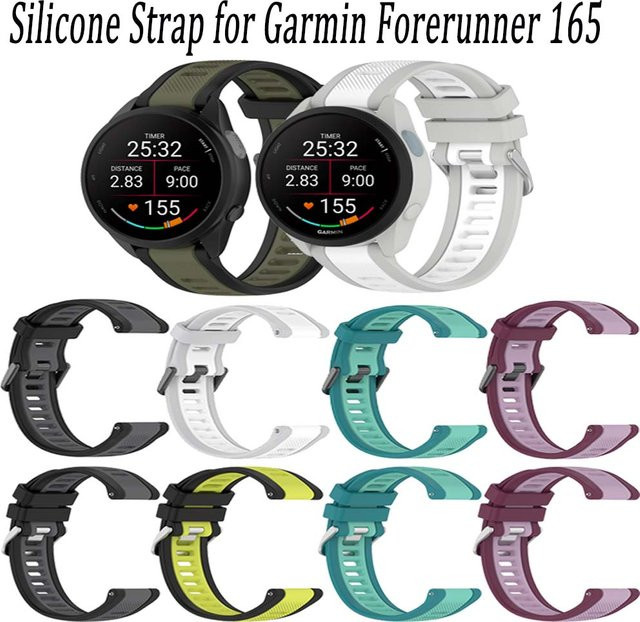 Silikonarmband für Garmin Forerunner 165 Venu 3/2, Schwarz - Bild 1