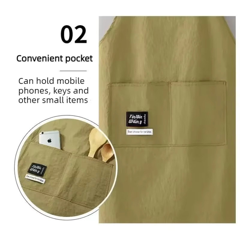 VTMANMNS Multifunktionale Wasserdichte Küchenschürze für Unisex in Grün mit verstellbarem Riemen und Ölbeständigkeit - Bild 4