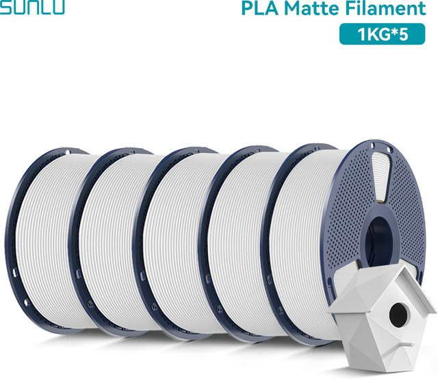 SUNLU PLA Matt 3D-Filament Schwarz, Durchmesser: 1,75 mm, 5 kg - Bild 1