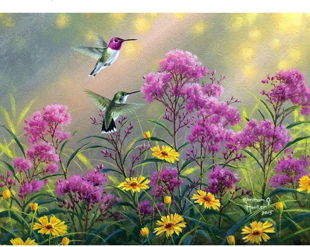 FIYO Diamond Painting Set Kolibri Motiv in Mehrfarbig, DIY 5D Mosaik Stickset mit Strass, B/H: 20 x 30 cm - Bild 1