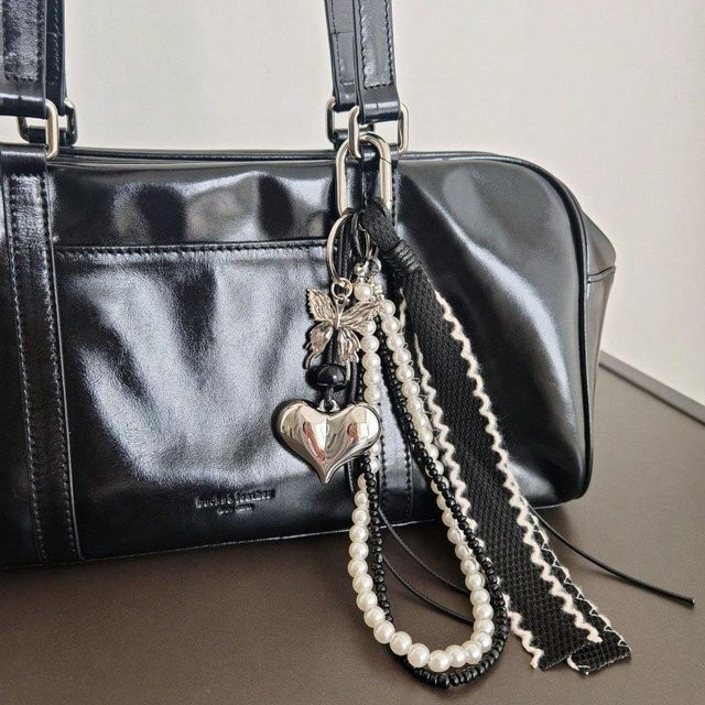 Taschenanhänger Schmetterling, Denim, Braun, Bunt, Unisex - Bild 1