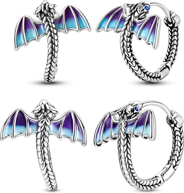 Creolen Feuerdrache, 925 Silber, Damen - Bild 1